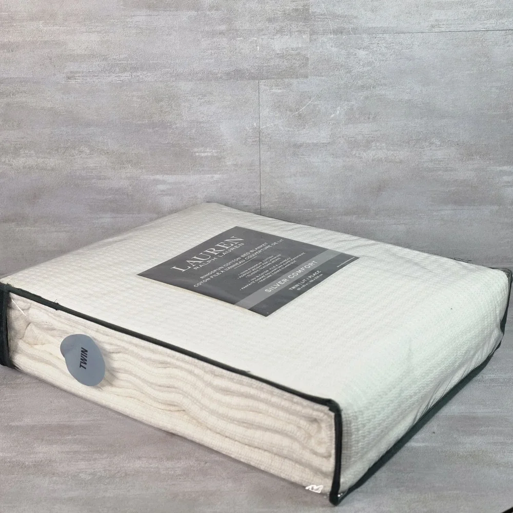Lauren Ralph Lauren Silver Comfort Twin Ringspun Cotton Bed Blanket White